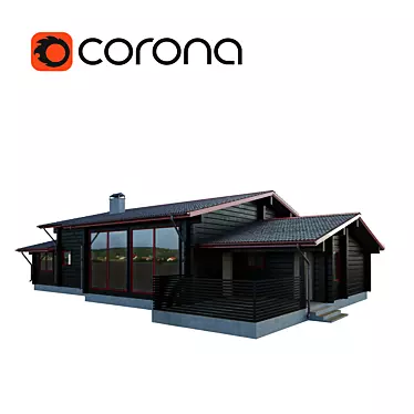 Modern Black Timber Home 3D model image 1 