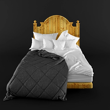 Double Bed Set with Bedding & Pillows 3D model image 1 