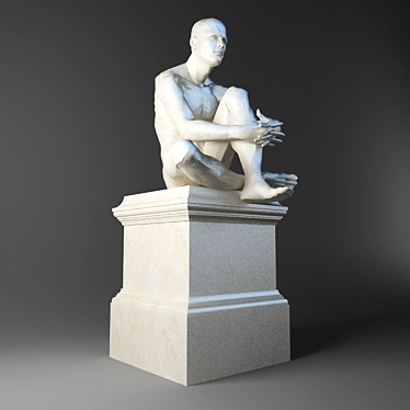 Seated Man Sculpture 3D model image 1 