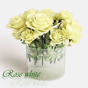 Pure Elegance: White Rose Bouquet 3D model image 1 