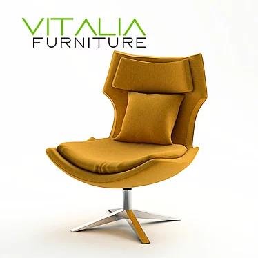 Pibe Swivel Lounge Chair: Steel Frame, Chrome Finish 3D model image 1 
