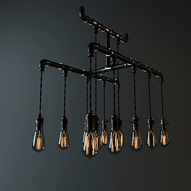 Vintage Loft Chandelier 3D model image 1 