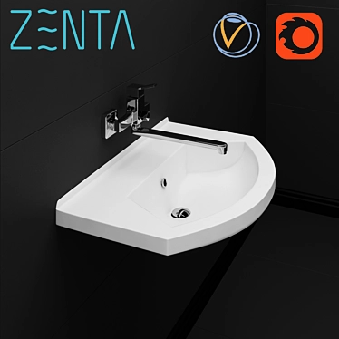 Modern Ceramic Sink & Faucet Set 3D model image 1 