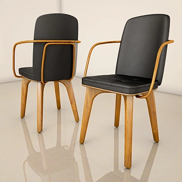 Elegant Leather High Back Chair 3D model image 1 