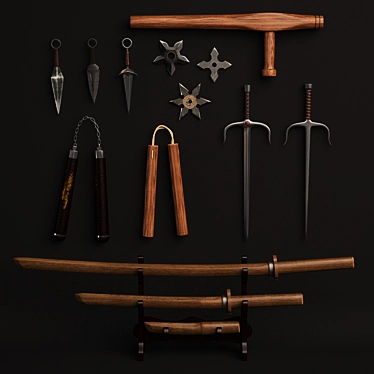 Japanese Martial Arts Weapon Set 3D model image 1 