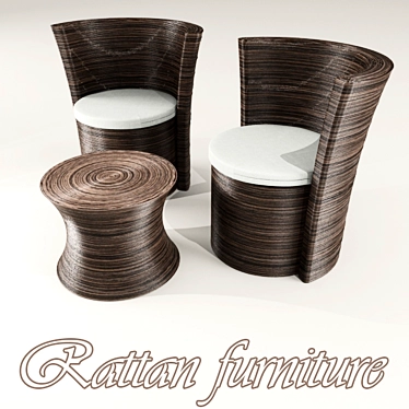 Natural Rattan Furniture 3D model image 1 