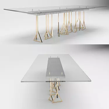 Modern Gold Triangles Dining Table 3D model image 1 
