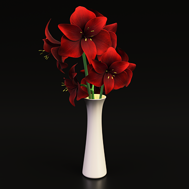 Title: Vibrant Red Hippeastrum 3D model image 1 