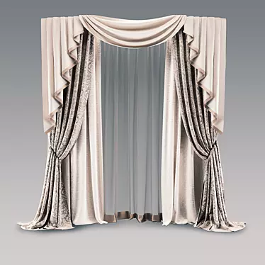 Classic Style Curtain: 2900x2600mm, Vray & Corona 3D model image 1 