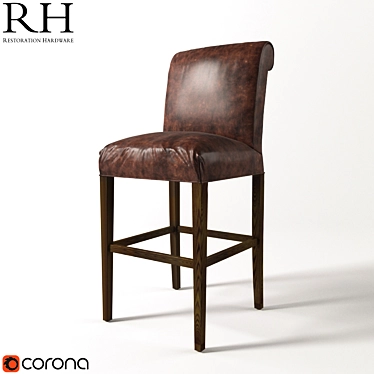 Comfort & Style: RH Hudson Upholstered Stool 3D model image 1 