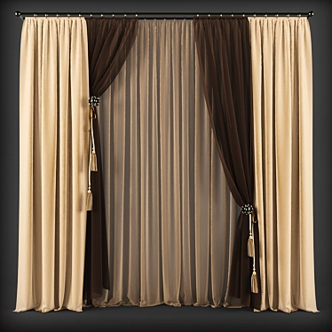 Elegant Window Curtains 3D model image 1 