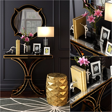 Stylish Mirror and Console Decor Set 3D model image 1 