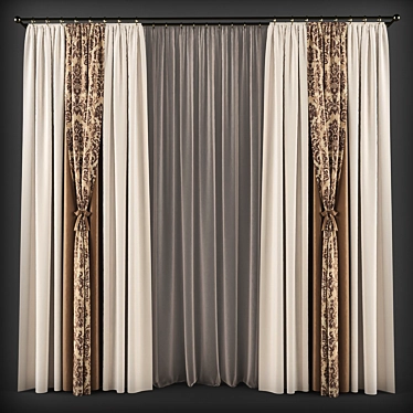 Classic Elegance Curtains 3D model image 1 