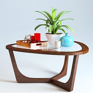 Retro Charm Walnut Coffee Table 3D model image 1 