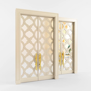Elegant Glass and Mirror Door 3D model image 1 