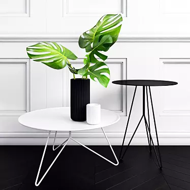 Tropical Elegance: Philodendron Leaf Vase & Miniforms Link Tables 3D model image 1 