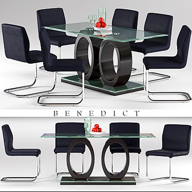 Benedict Dining Table: Stylish and Functional 3D model image 1 