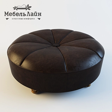 Elegant Leather Round Ottoman 3D model image 1 