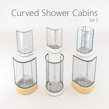 Luxury Curved Shower Cabins Set 3D model image 1 