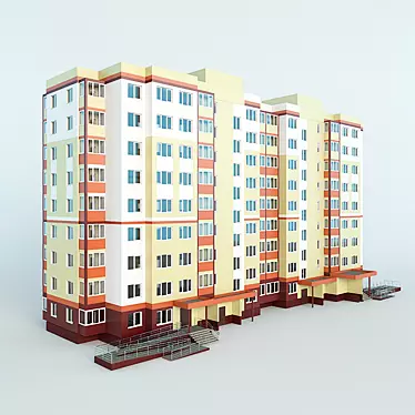 Nine-Story Apartment Building 3D model image 1 