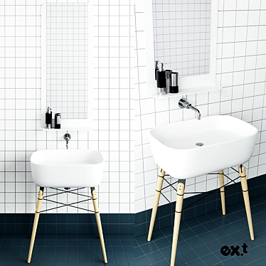 RAY Ex.t Washbasin: Sleek Design, Perfect Size 3D model image 1 