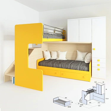 Modern CityLine Crib 3D model image 1 