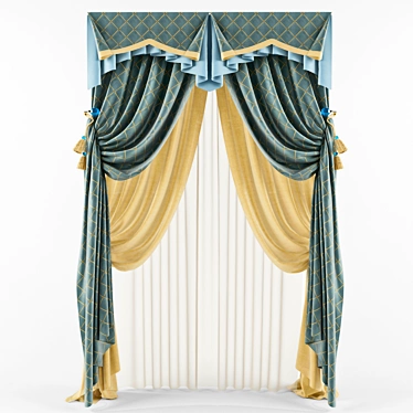 Elegant Drapes with Valance 3D model image 1 