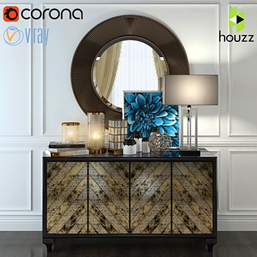 Elegant Mirror & Console Set 3D model image 1 