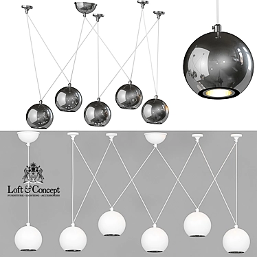 Multisphere Pendant Silver 5: Modern Loft Hanging Lamp 3D model image 1 