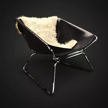 Luxury Leather Chair with Fur Accent 3D model image 1 