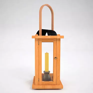 Antique American Lantern with Candle 3D model image 1 