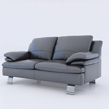 Black Leather Sofa 3D model image 1 