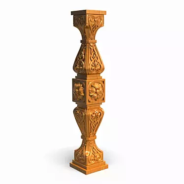 Elegant Carved Wooden Column 3D model image 1 