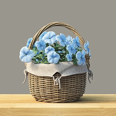 Yellow and Blue Floral Basket 3D model image 1 