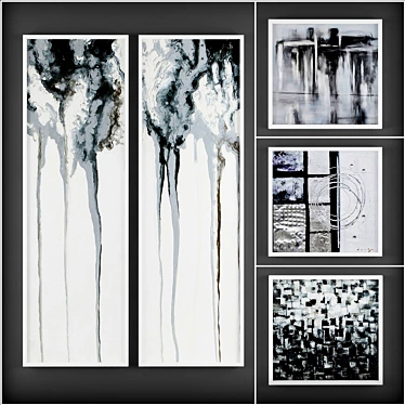 Monochrome Abstract Art Collection 3D model image 1 