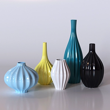 Elegant Ceramic Vase Set 3D model image 1 