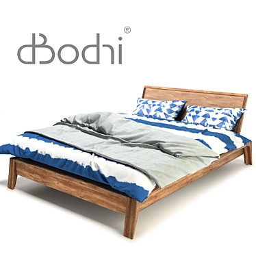 Teak King Bed: Stylish and Quality 3D model image 1 