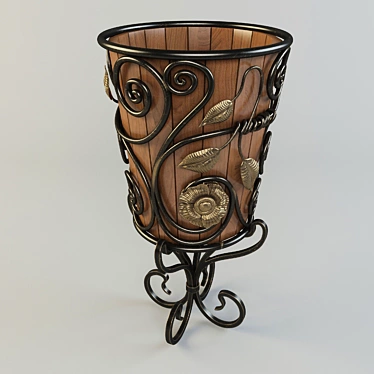 Handcrafted Iron Pot or Vase 3D model image 1 