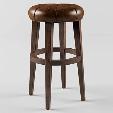 Sleek Leather Round Barstool 3D model image 1 