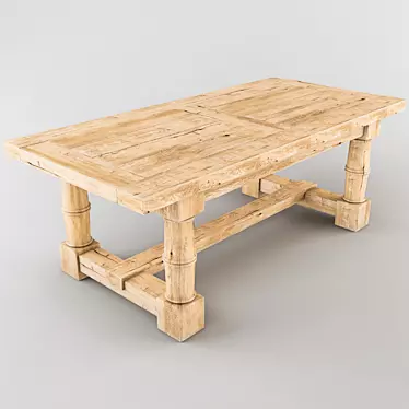Vintage Reclaimed Wood Dining Table 3D model image 1 