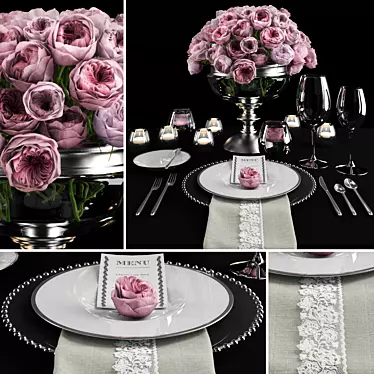 Elegant Rose Table Décor 3D model image 1 
