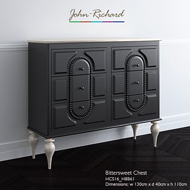 Elegant Carved Dresser with Contrasting Top and Legs - John Richard 3D model image 1 