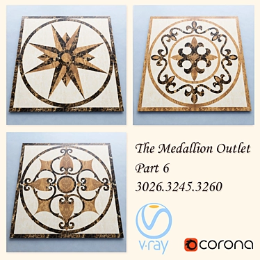 Elegant Marble Medallions - Set of 9 3D model image 1 