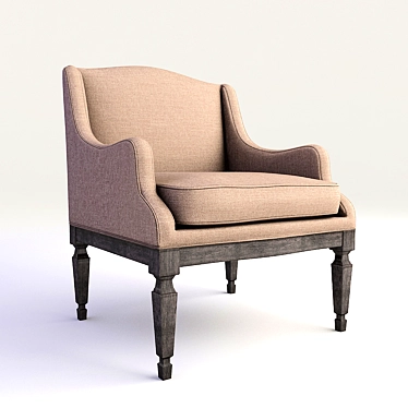  "Emma" Ottoman Chair - Customizable Fabric Choices 3D model image 1 