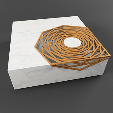 Elegant Octagon Marble and Wood Table 3D model image 1 