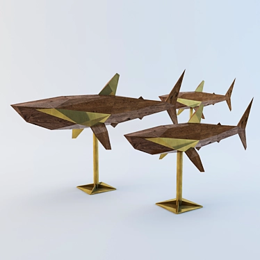Title: Sculptural Shark Trio 3D model image 1 