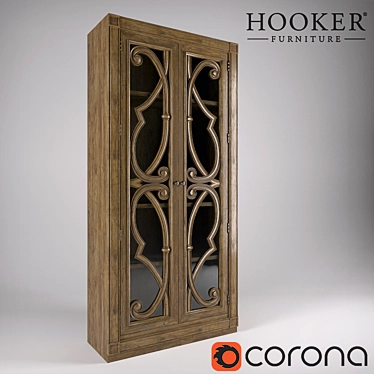 Title: Classic Oak Bookcase with Built-in Lighting 3D model image 1 