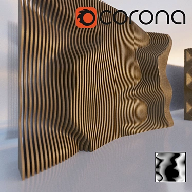 Customizable Wood Wave Panels 3D model image 1 