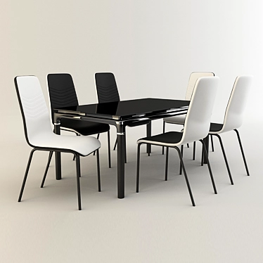 Modern Monochrome Dining Set 3D model image 1 