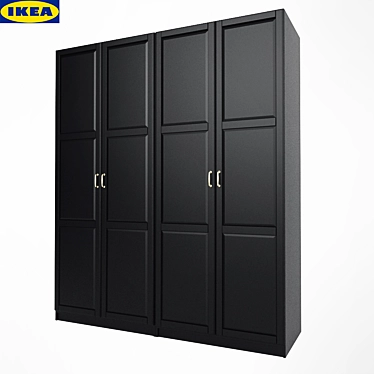 Modern Black-Brown Wardrobe - Paks 3D model image 1 